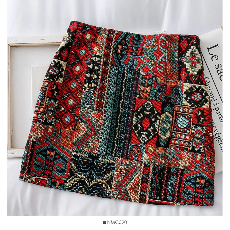 Geometric Embroidered A-Line Mini Skirts - 3 colours