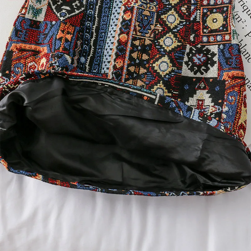 Geometric Embroidered A-Line Mini Skirts - 3 colours