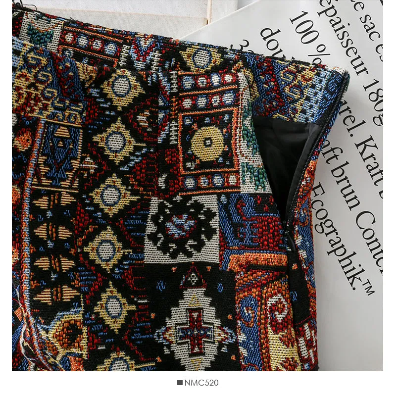 Geometric Embroidered A-Line Mini Skirts - 3 colours