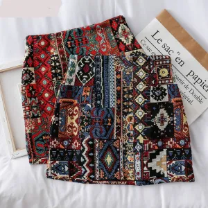 Geometric Embroidered A-Line Mini Skirts - 3 colours