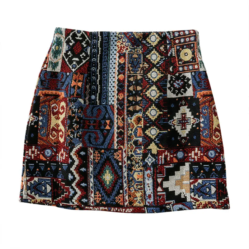 Geometric Embroidered A-Line Mini Skirts - 3 colours