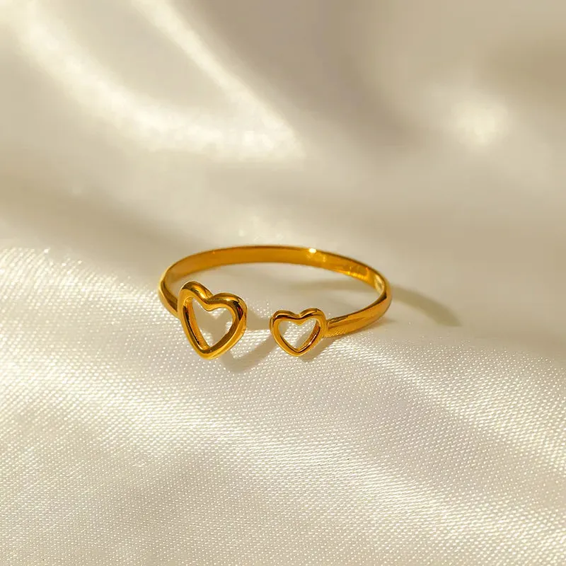 Glam Vintage Style Simple Style Heart Shape 304 Stainless Steel 18K Gold Plated Open Ring