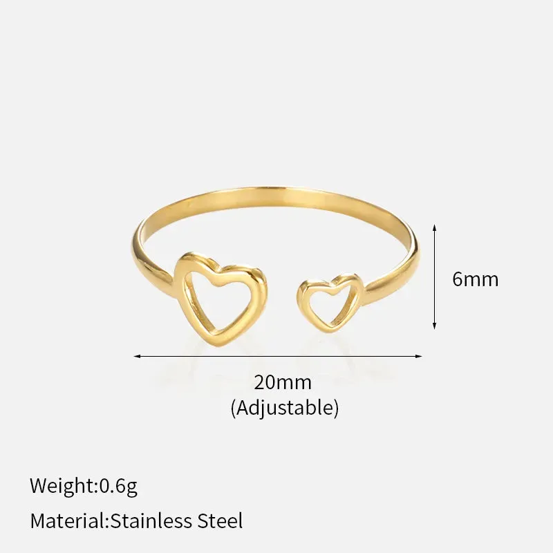 Glam Vintage Style Simple Style Heart Shape 304 Stainless Steel 18K Gold Plated Open Ring