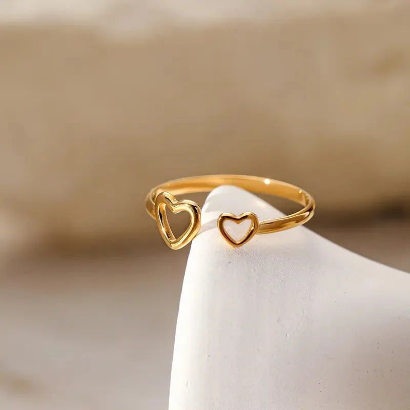 Glam Vintage Style Simple Style Heart Shape 304 Stainless Steel 18K Gold Plated Open Ring