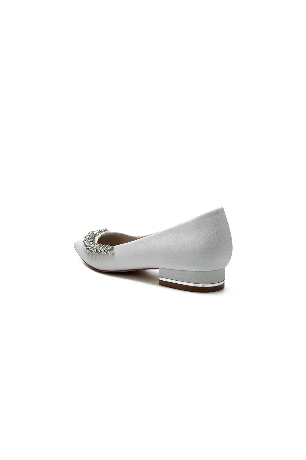 Glitter Pointed Toe Rhinestone Slip-on Low Heels