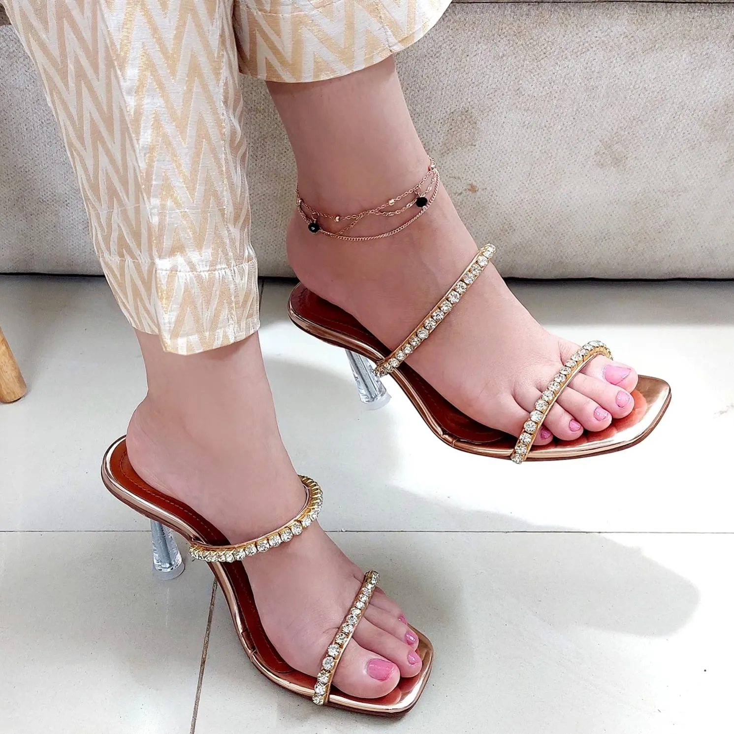Golden Stone Heels