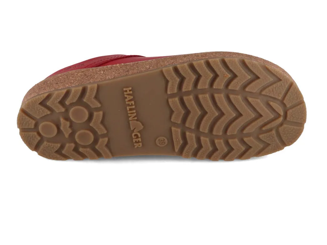 HAFLINGER Men Women Leather Clogs 'Travel Classic', red