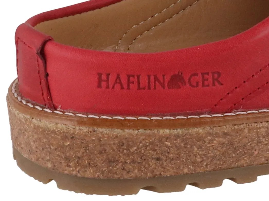 HAFLINGER Men Women Leather Clogs 'Travel Classic', red