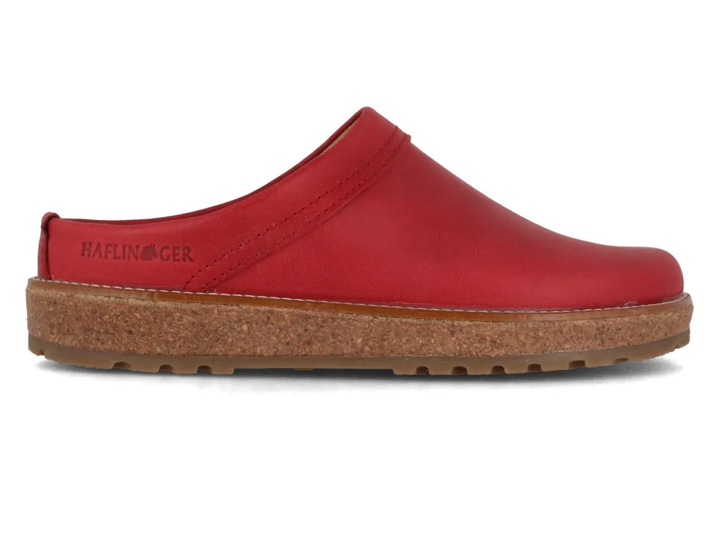 HAFLINGER Men Women Leather Clogs 'Travel Classic', red