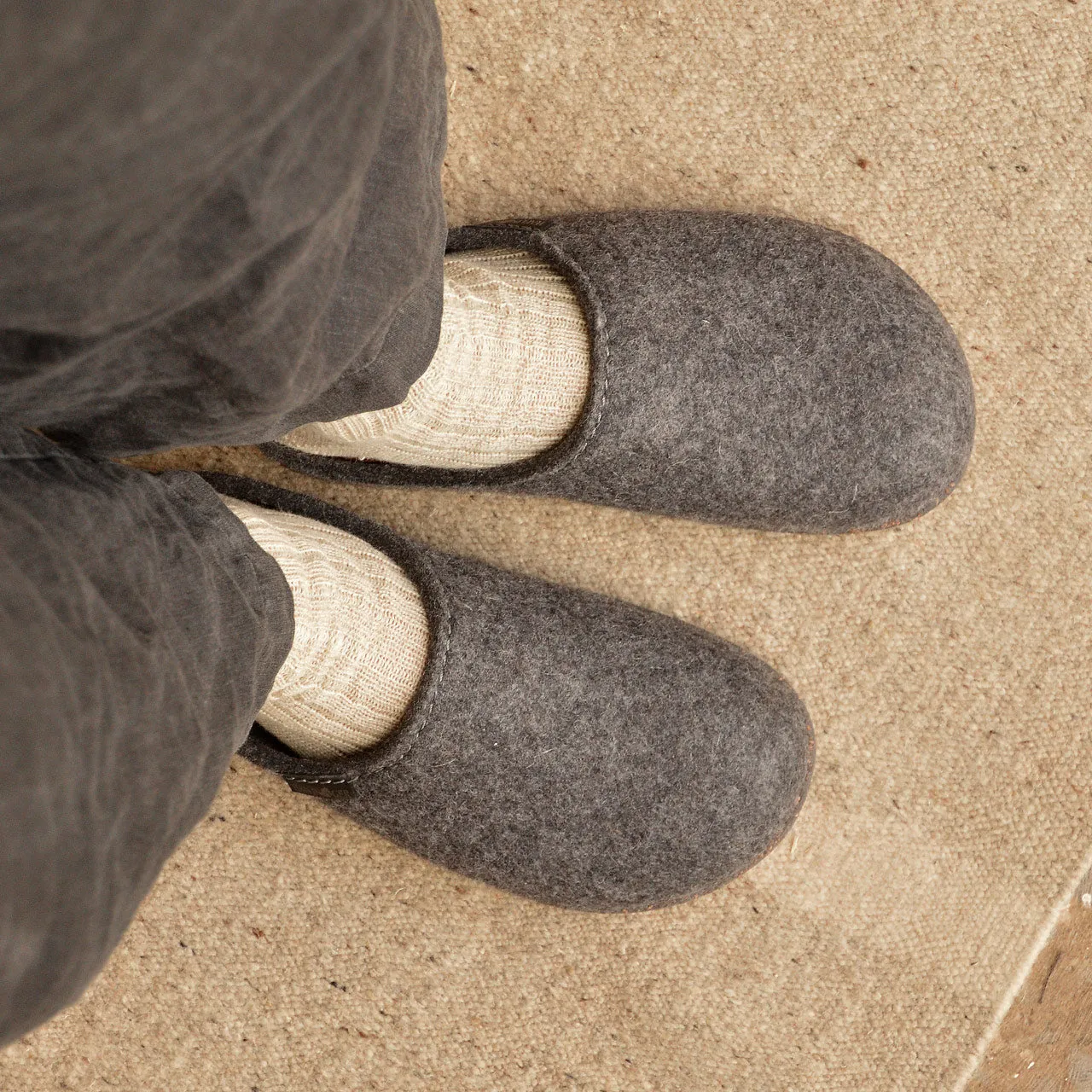 Haflinger Wool Felt Clogs - Manhattan - Anthracite (Adults 36-46)