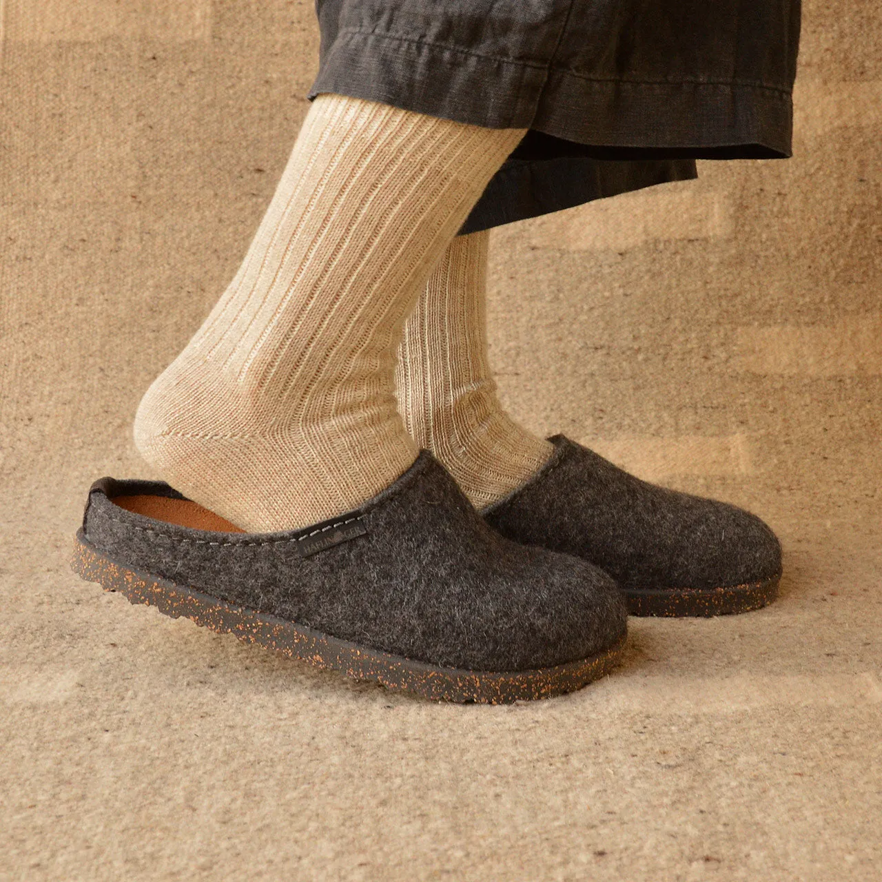Haflinger Wool Felt Clogs - Manhattan - Anthracite (Adults 36-46)