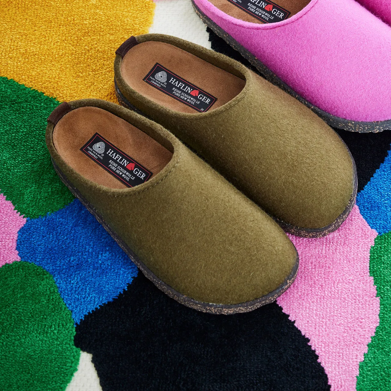 Haflinger Wool Felt Clogs - Manhattan - Olive (Adults 36-42)