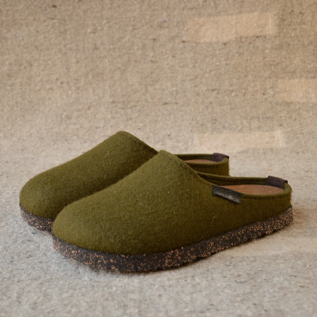 Haflinger Wool Felt Clogs - Manhattan - Olive (Adults 36-42)