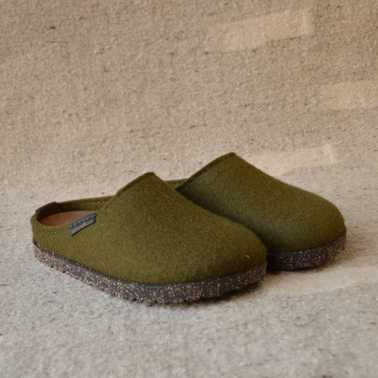 Haflinger Wool Felt Clogs - Manhattan - Olive (Adults 36-42)