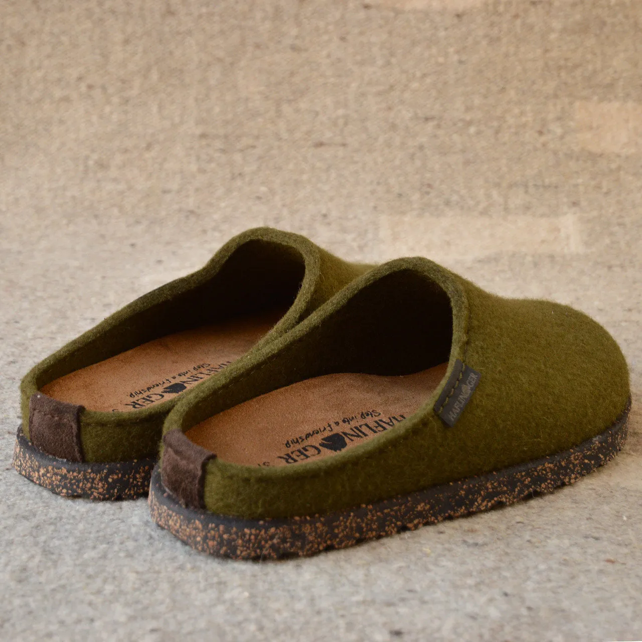 Haflinger Wool Felt Clogs - Manhattan - Olive (Adults 36-42)