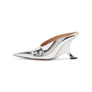 High Heel Thick Wedge Patent Leather Metal Middle Mouth Women's Large-sized Shoes