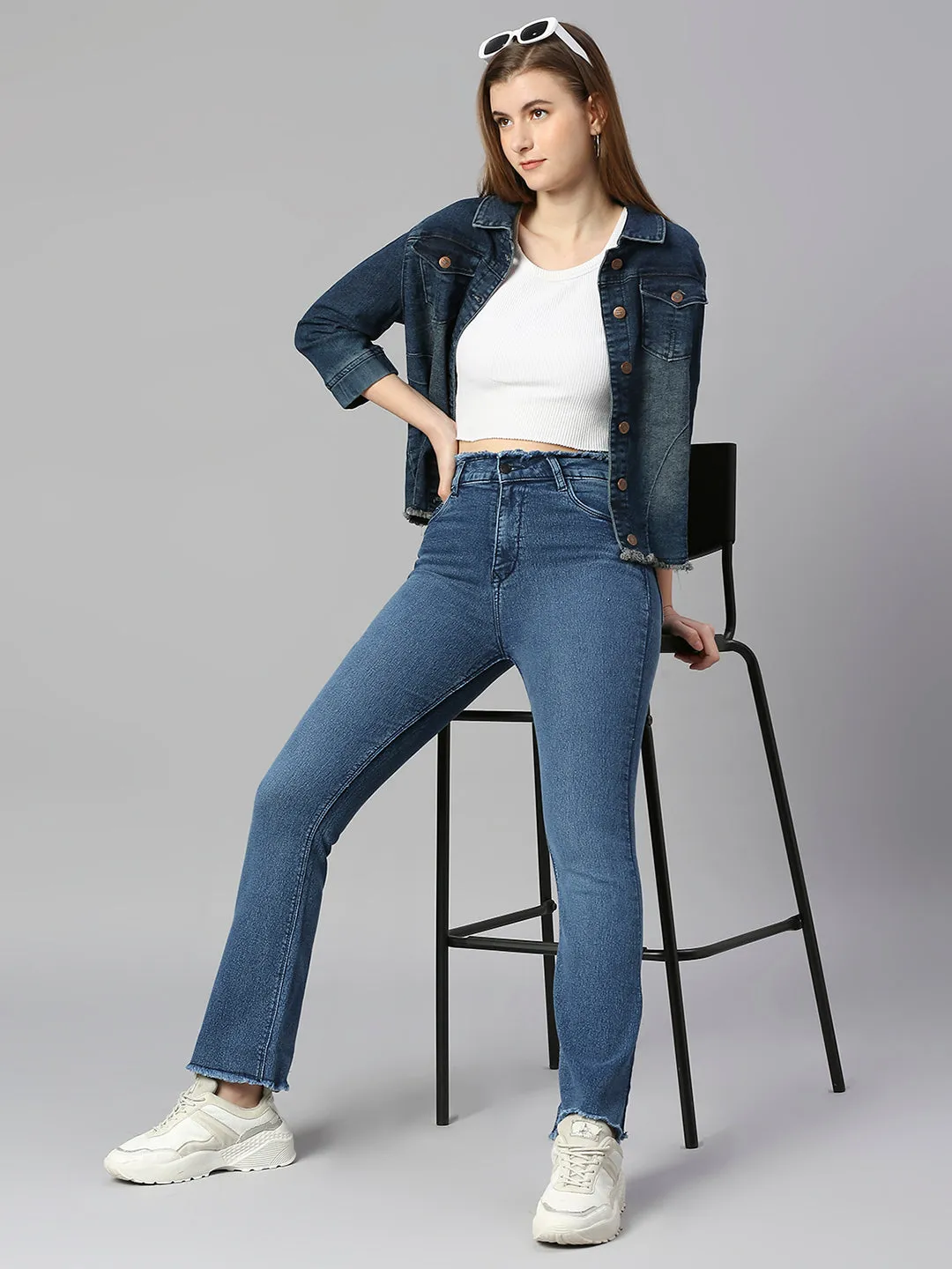 High-Rise Bootcut Jeans with Insert Pockets