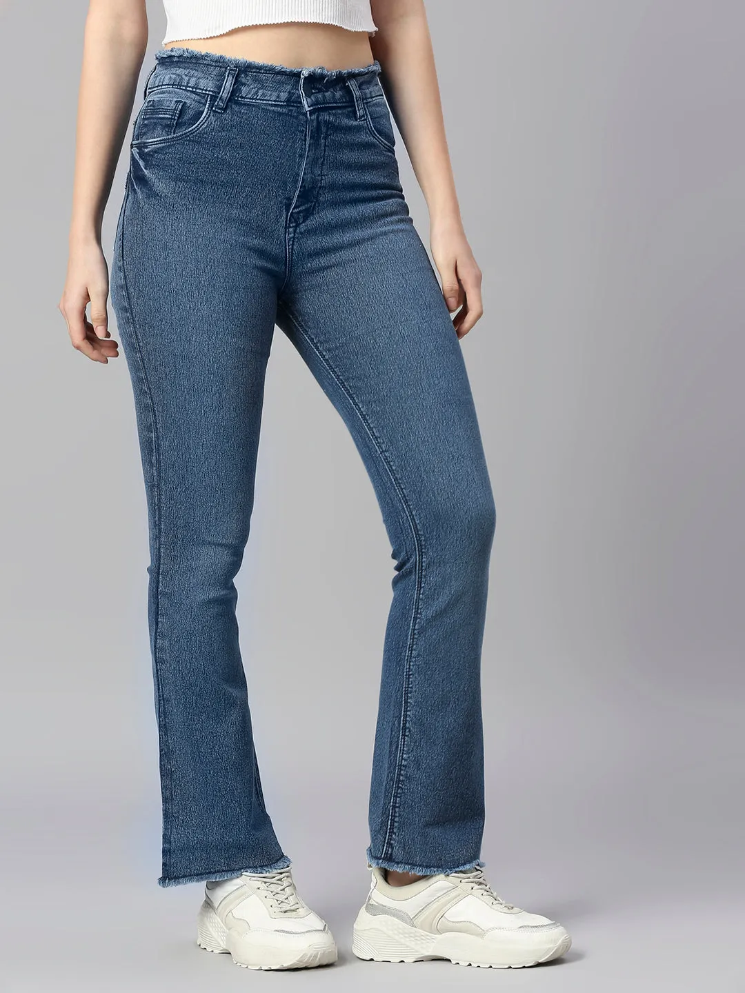 High-Rise Bootcut Jeans with Insert Pockets