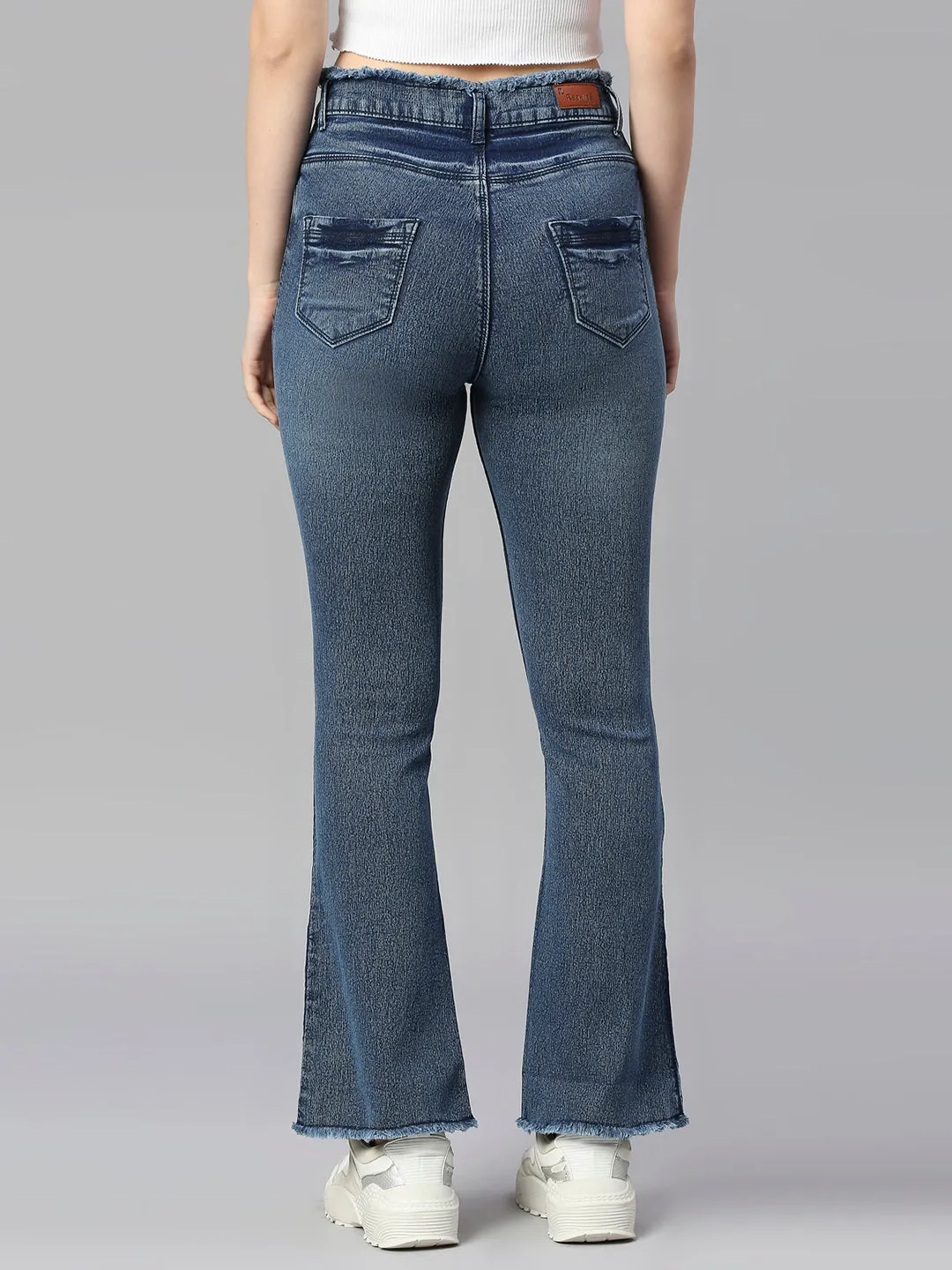 High-Rise Bootcut Jeans with Insert Pockets