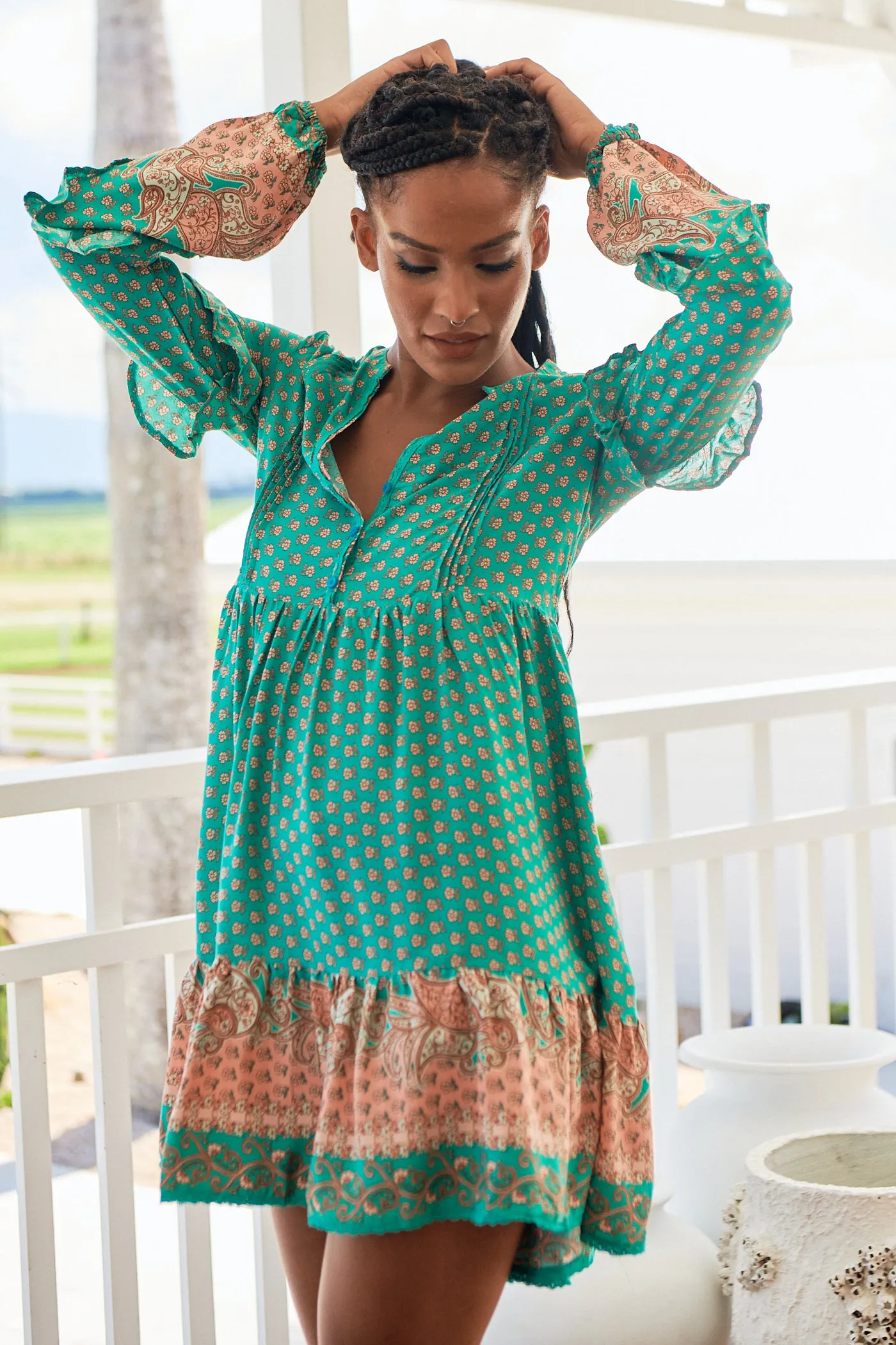 Jade Print Fey Mini Dress