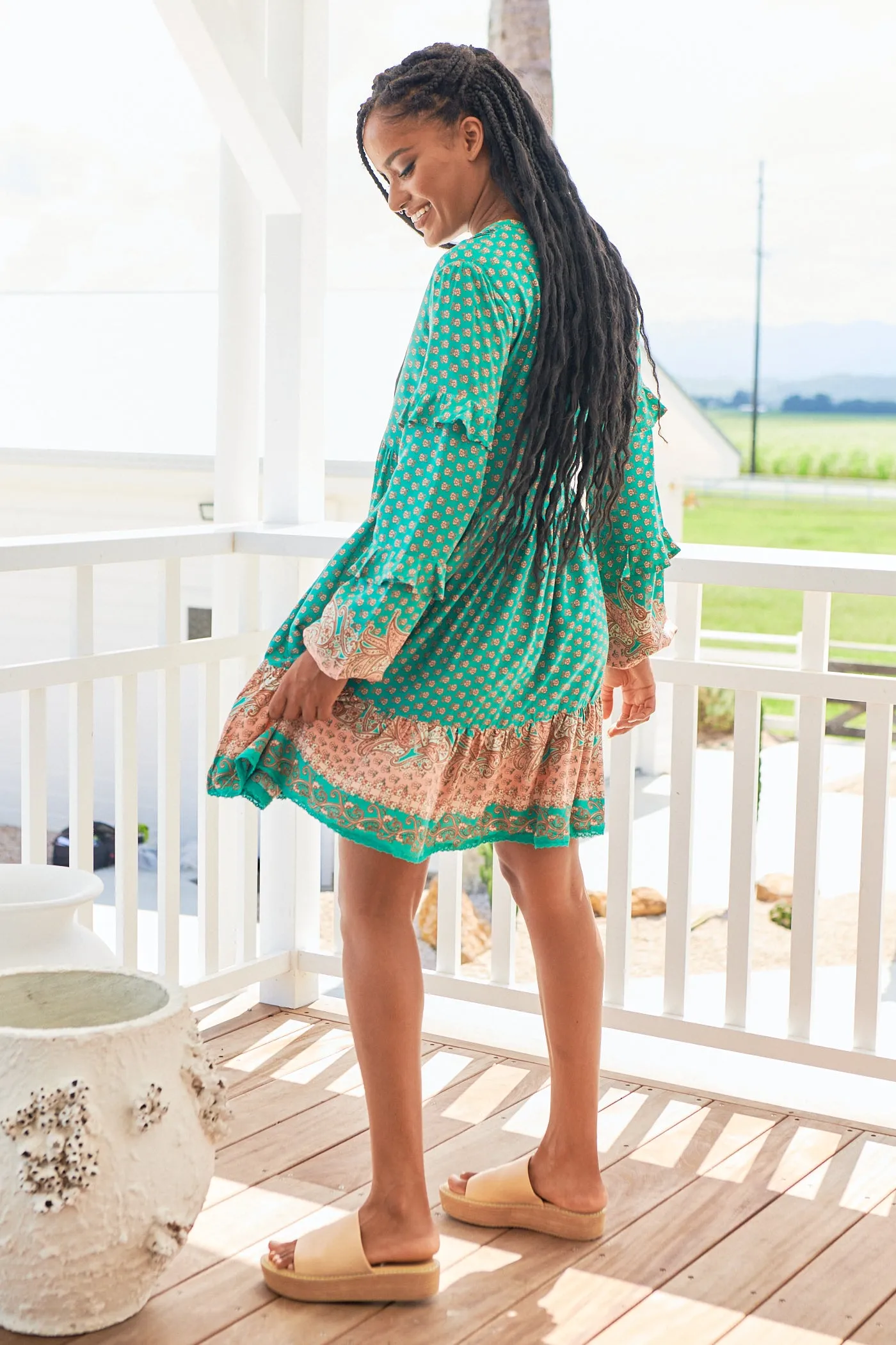 Jade Print Fey Mini Dress