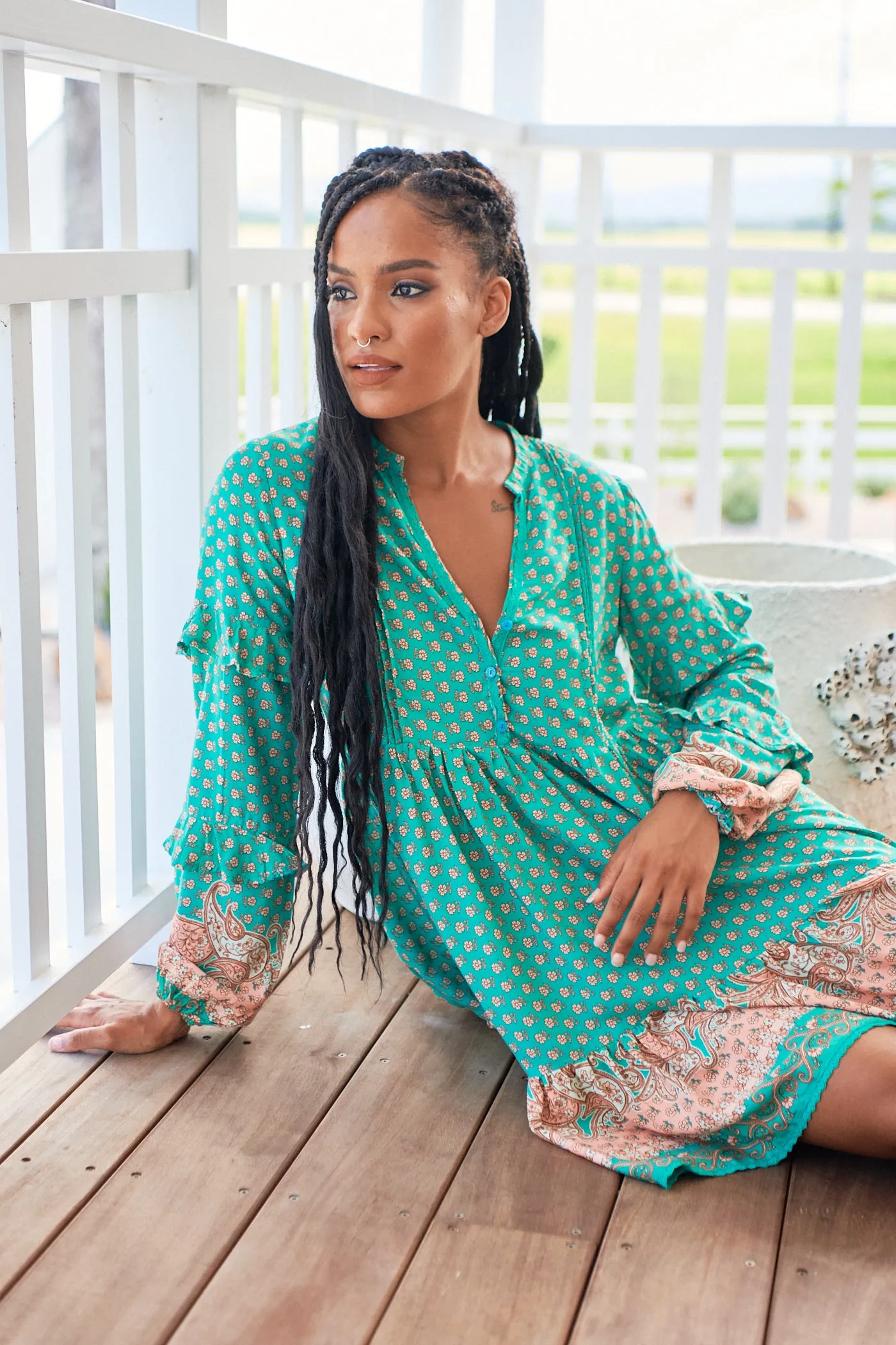 Jade Print Fey Mini Dress