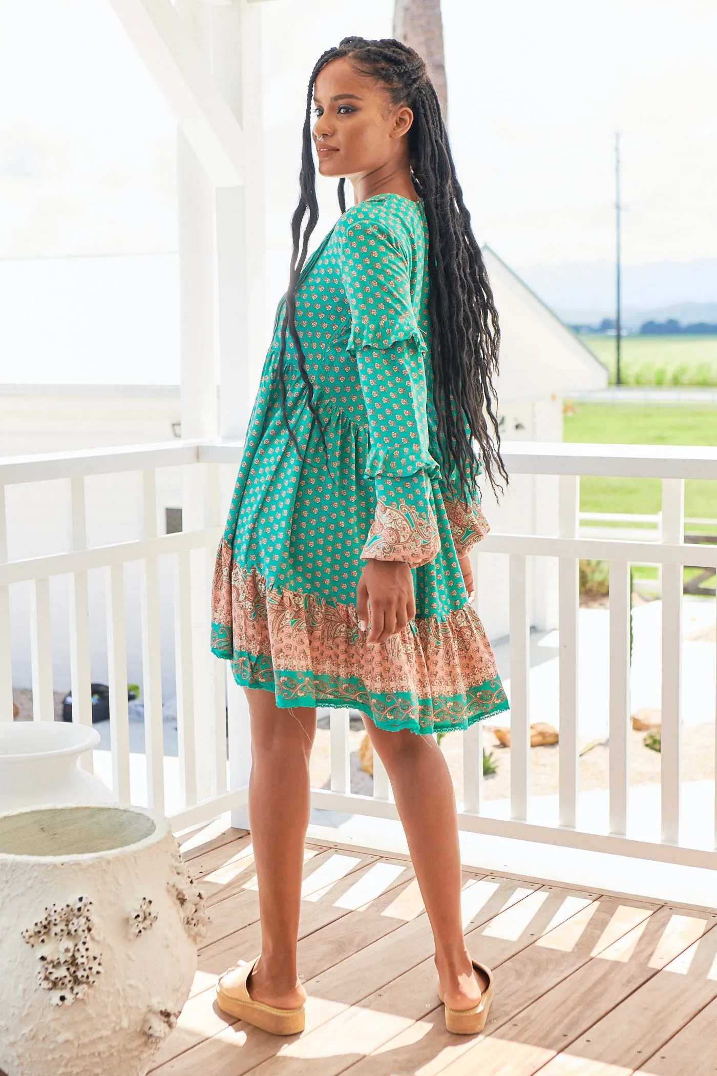 Jade Print Fey Mini Dress
