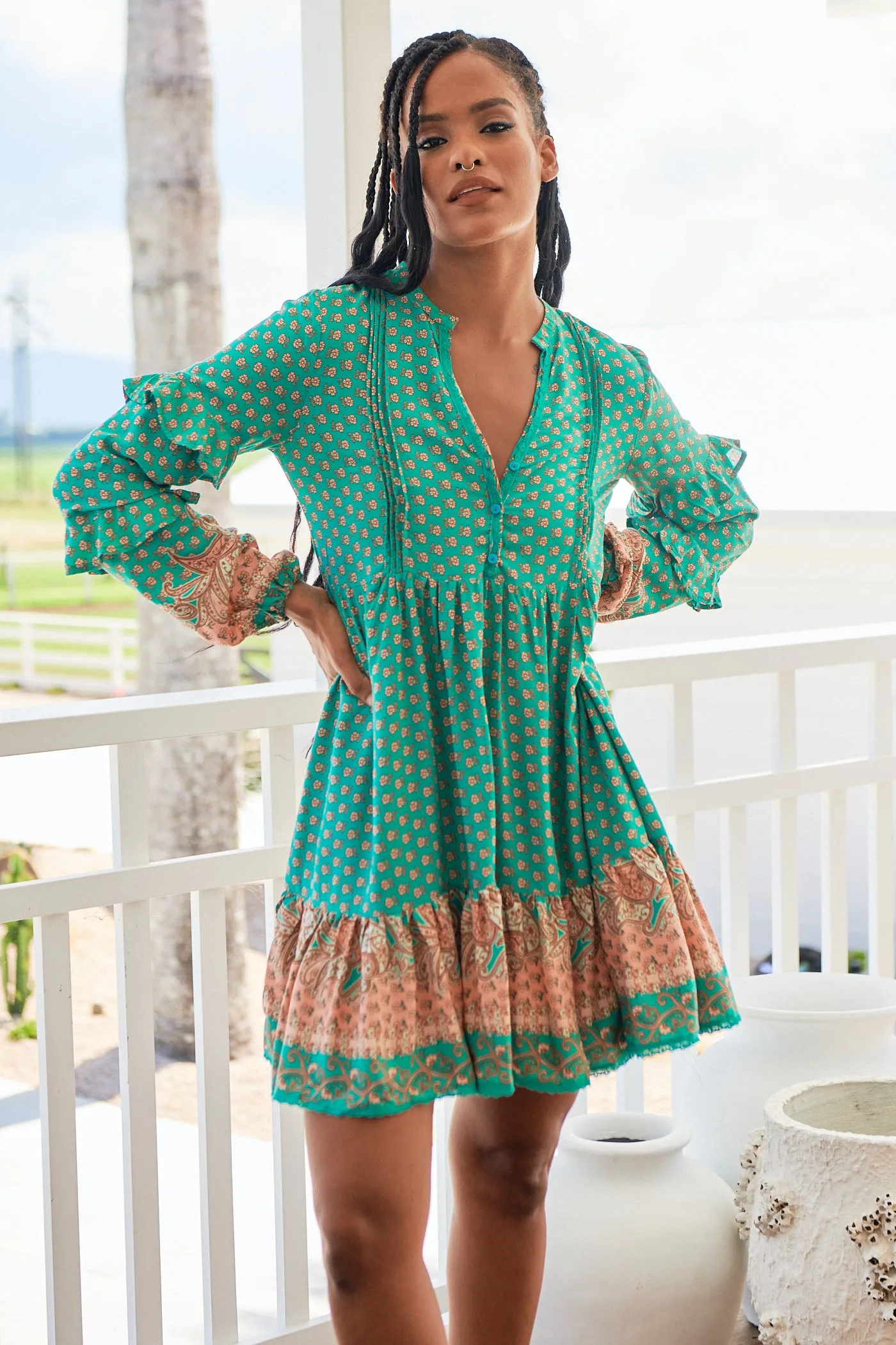 Jade Print Fey Mini Dress