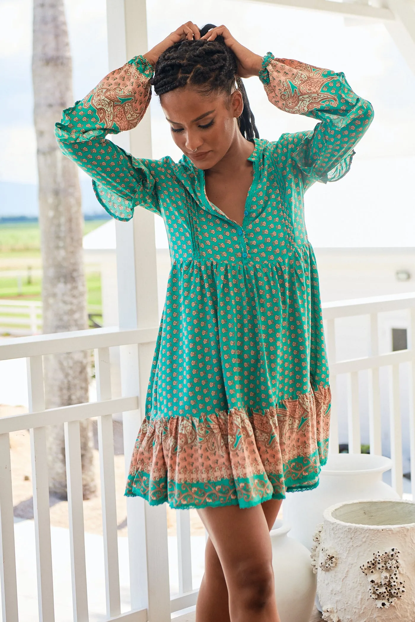 Jade Print Fey Mini Dress