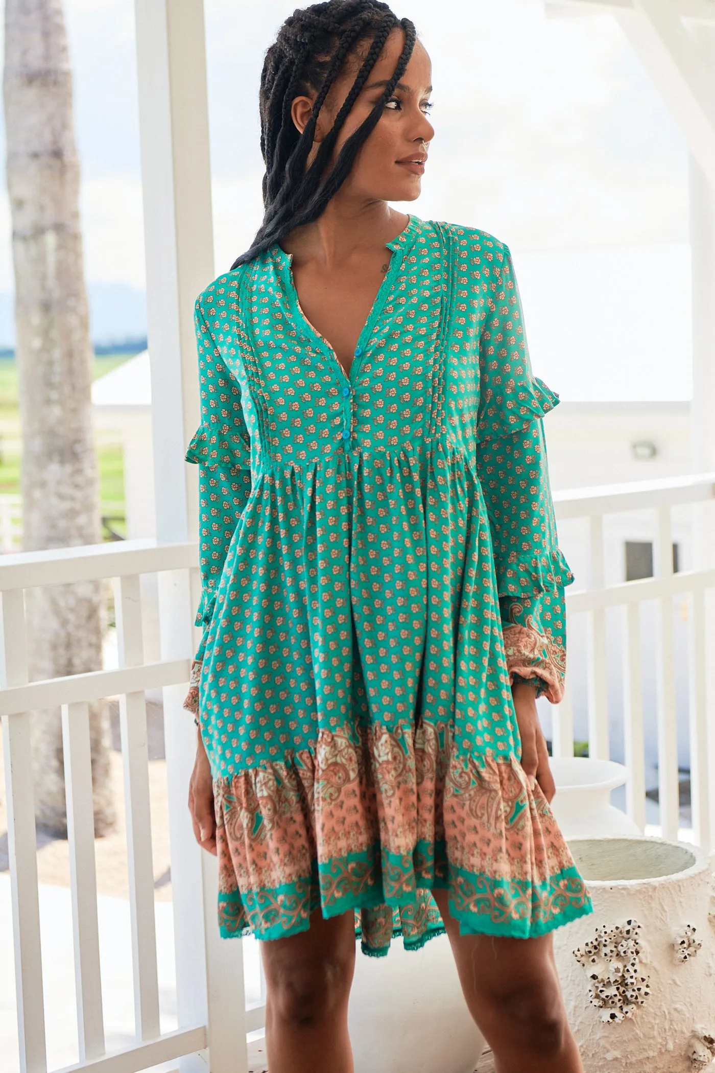 Jade Print Fey Mini Dress