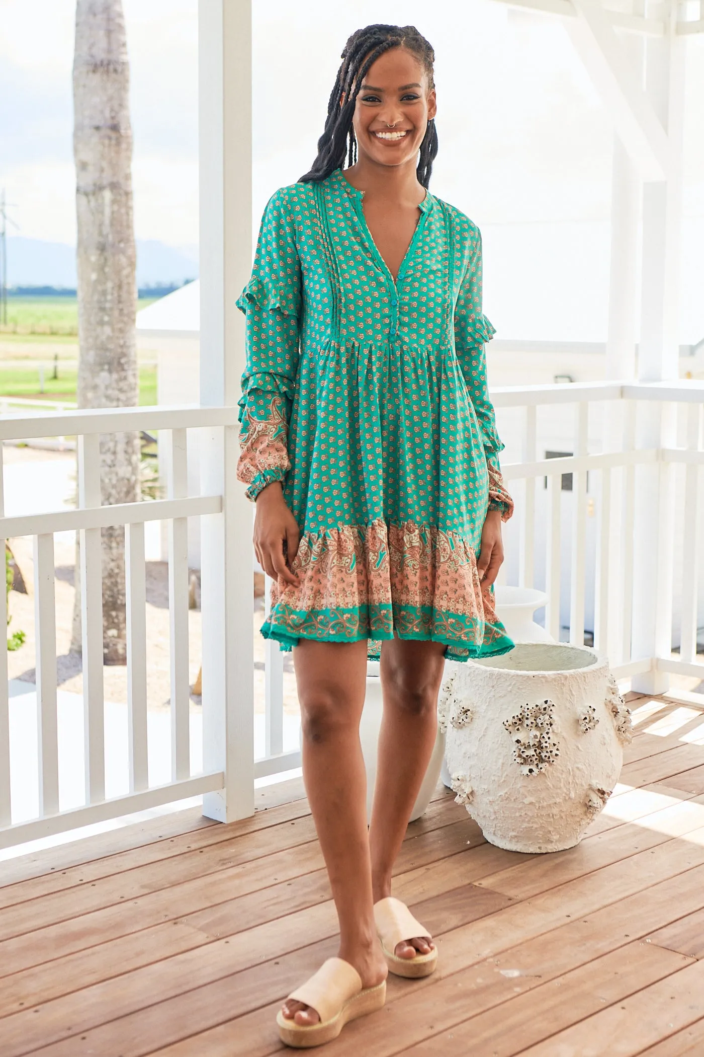 Jade Print Fey Mini Dress