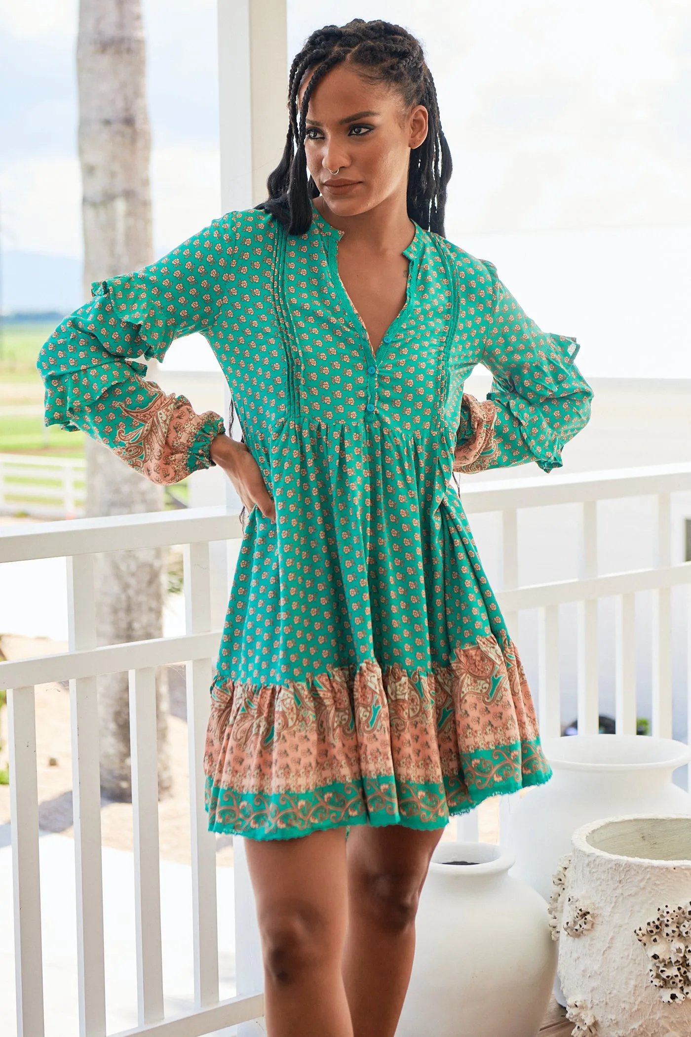 Jade Print Fey Mini Dress