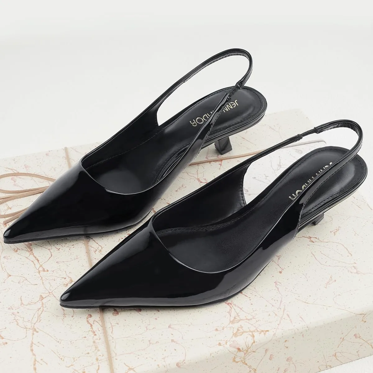 JENN ARDOR Slingback Heels for Women Low Heels Dress Shoes