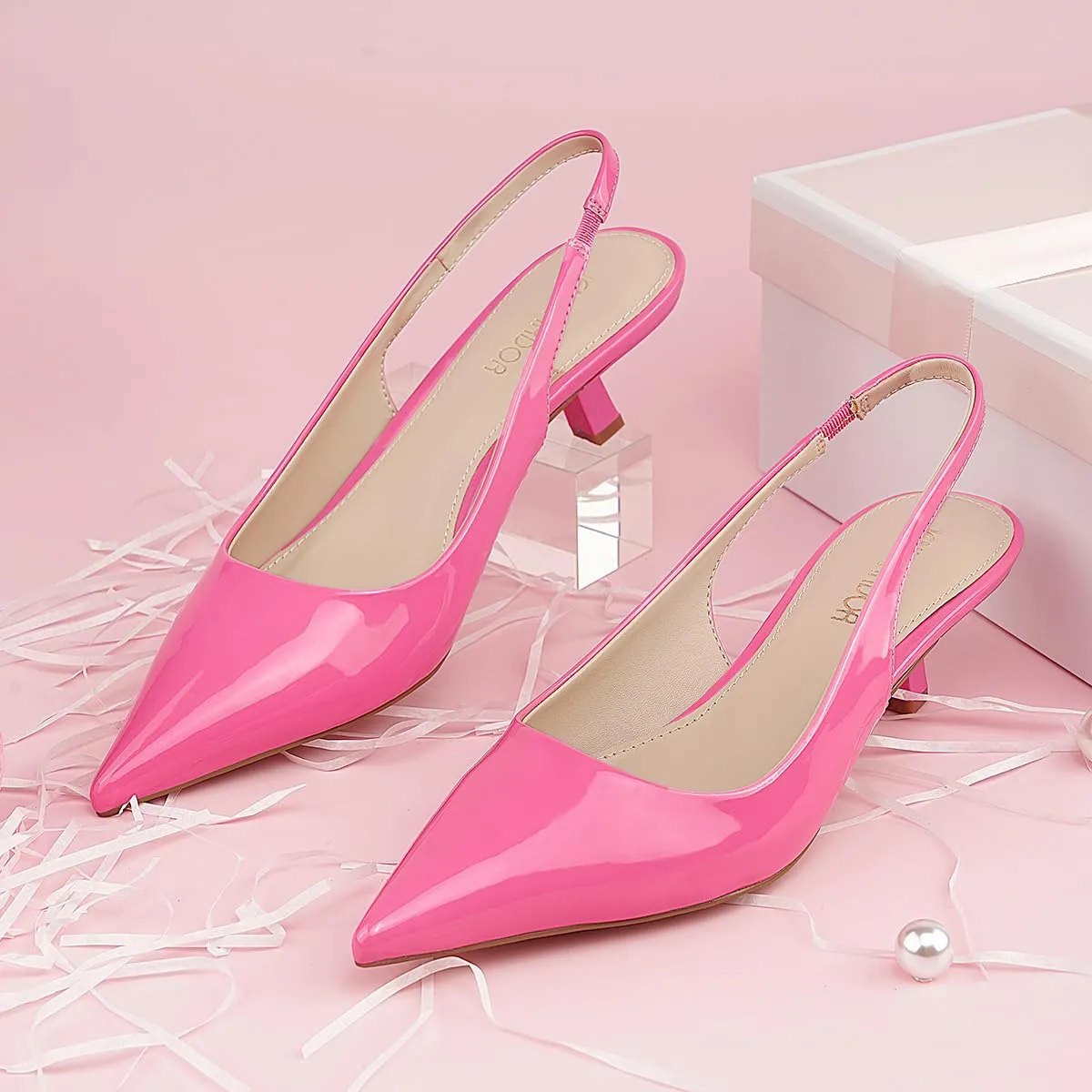 JENN ARDOR Slingback Heels for Women Low Heels Dress Shoes