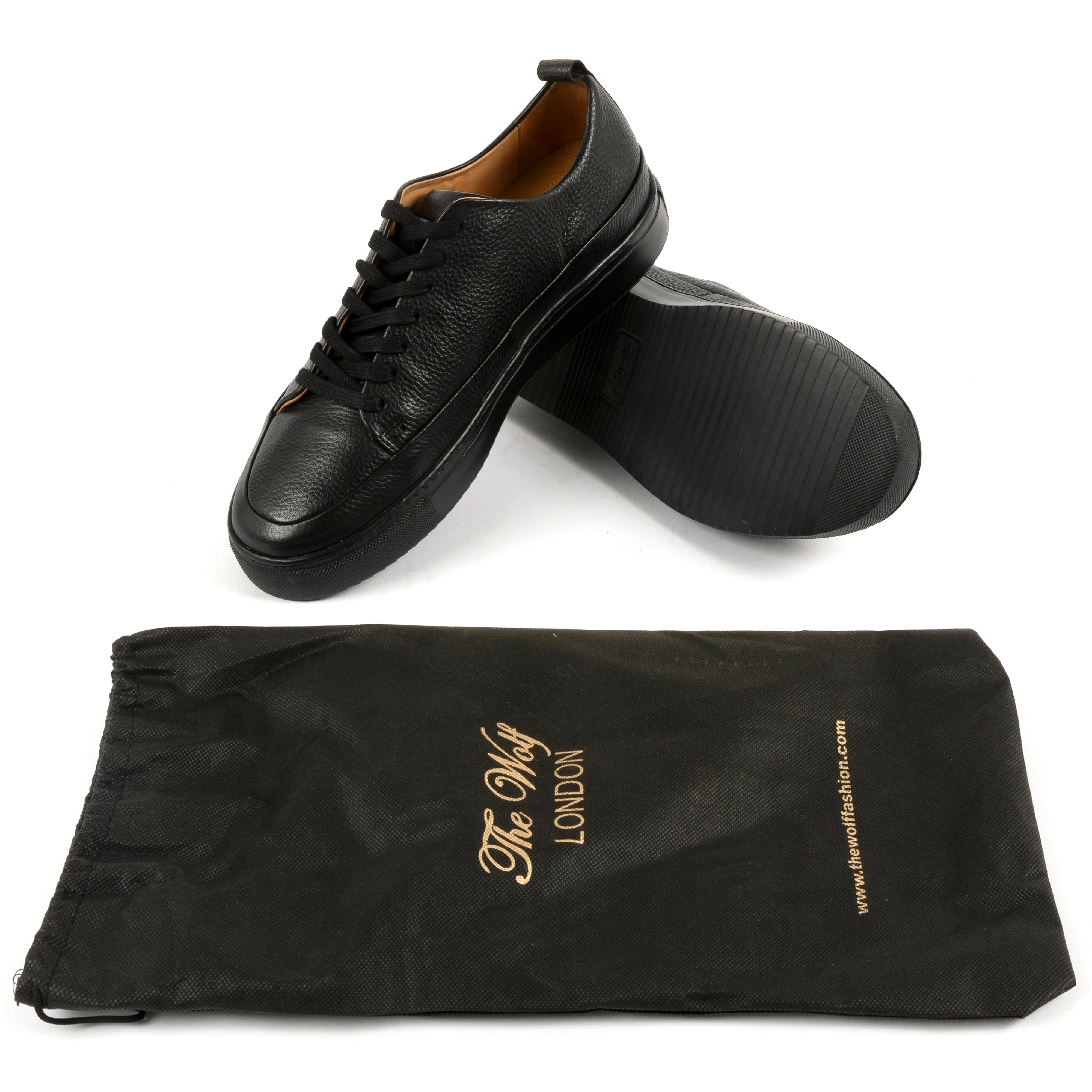 Knightsbridge Leather Smart Trainers in Black