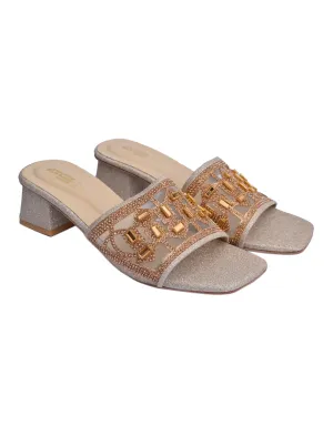 KP-1144-Golden Women Casual Slipper Heels