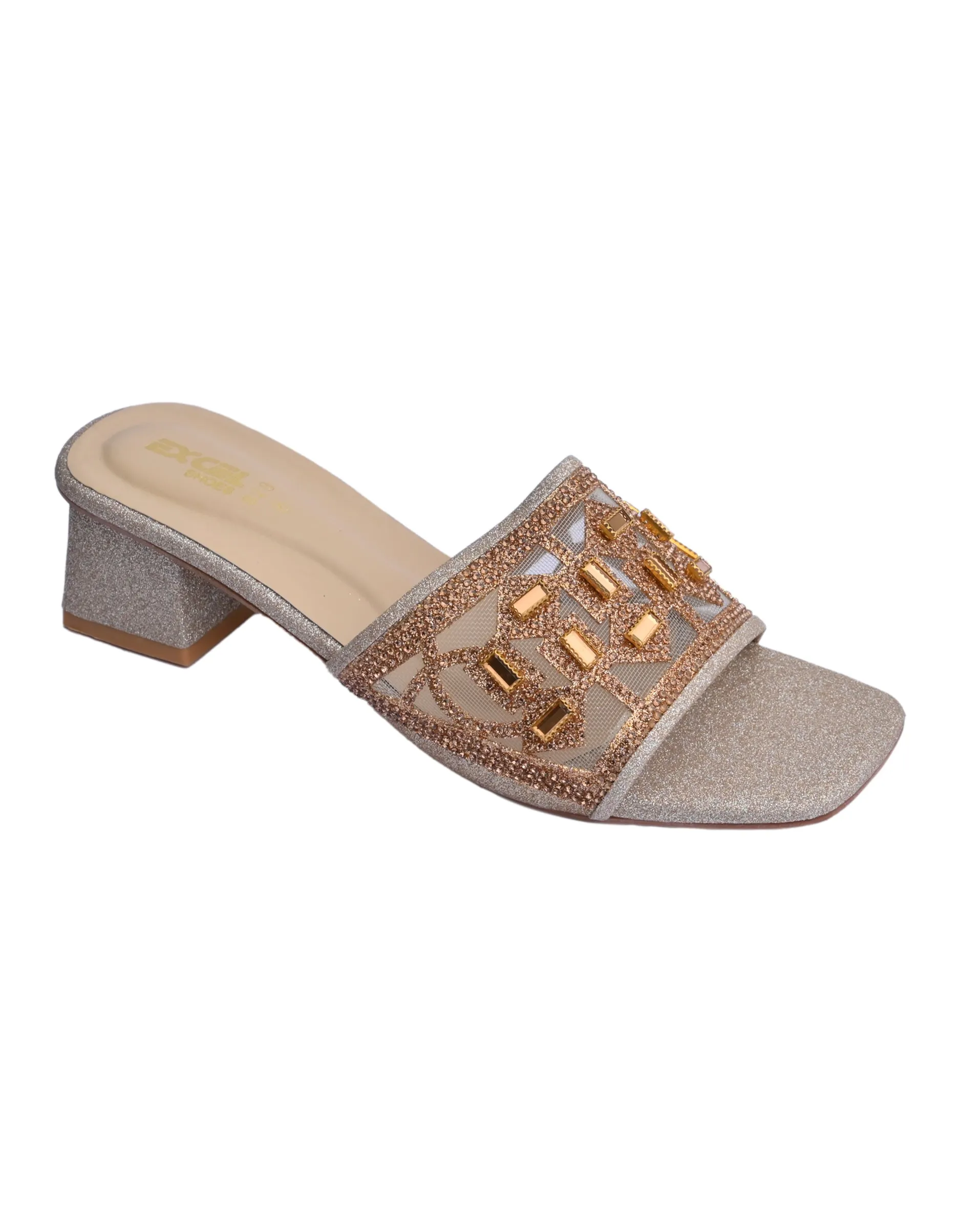 KP-1144-Golden Women Casual Slipper Heels