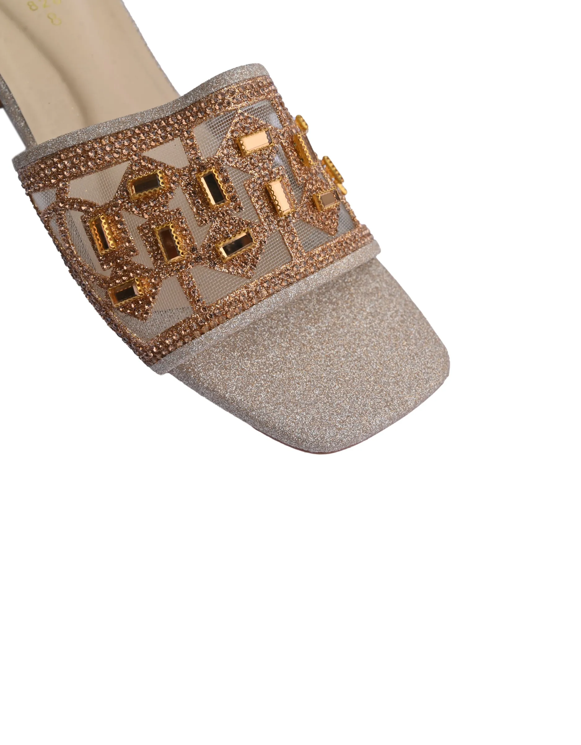 KP-1144-Golden Women Casual Slipper Heels