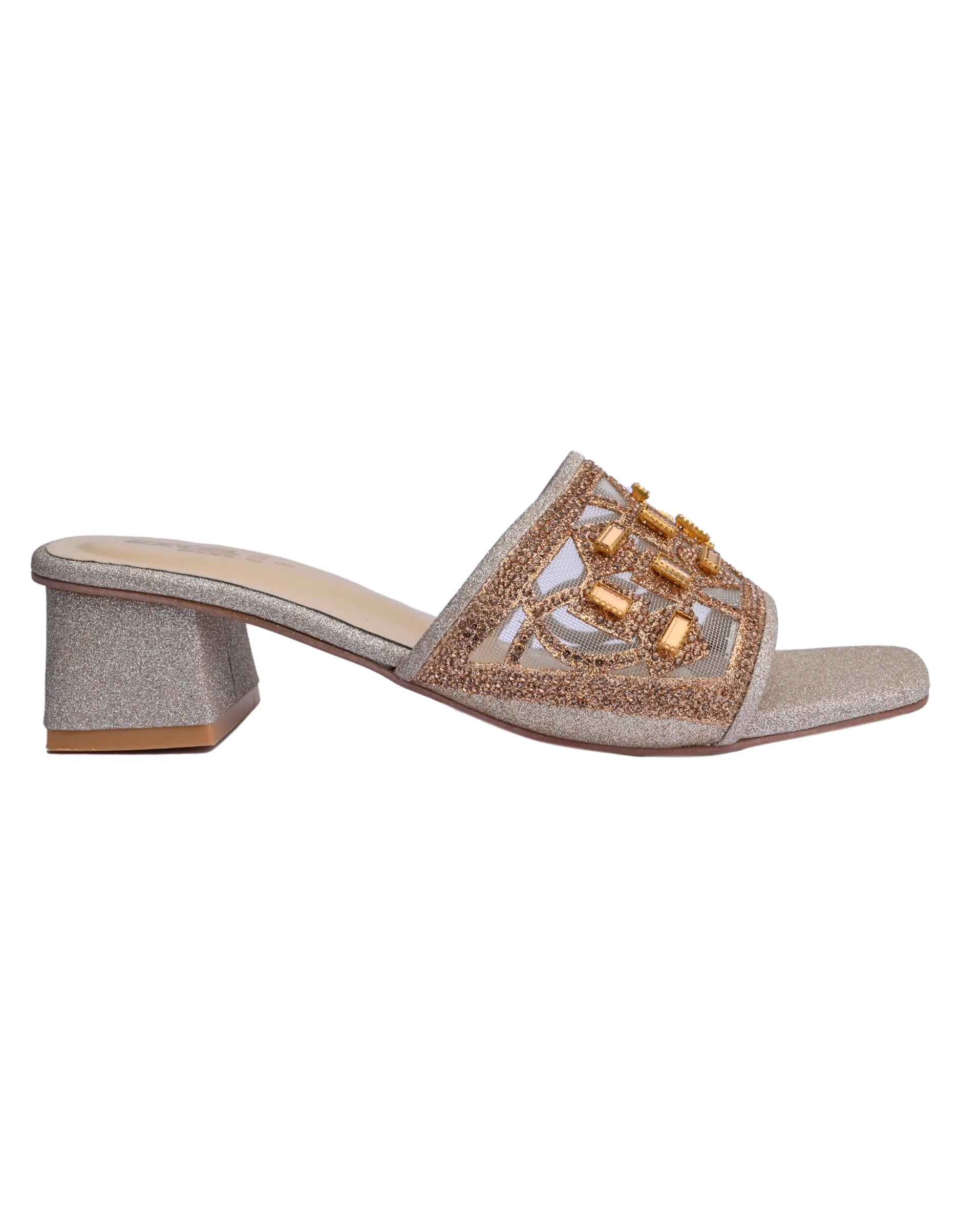 KP-1144-Golden Women Casual Slipper Heels