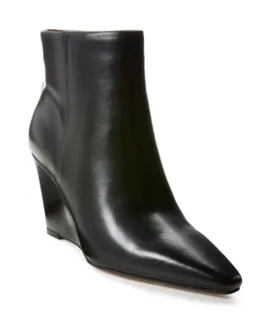 Leather Wedge Bootie Black
