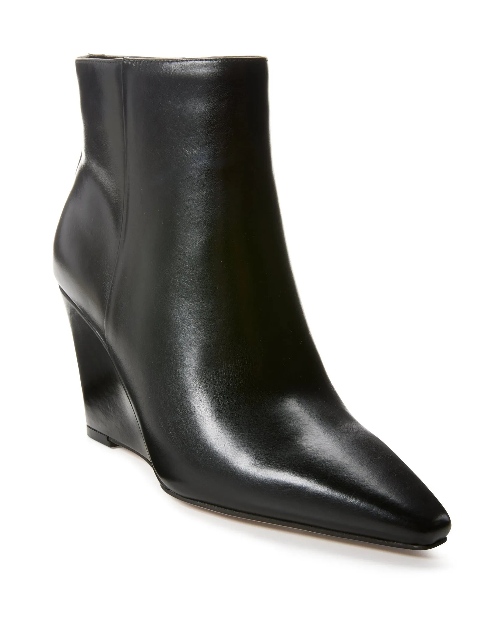 Leather Wedge Bootie Black
