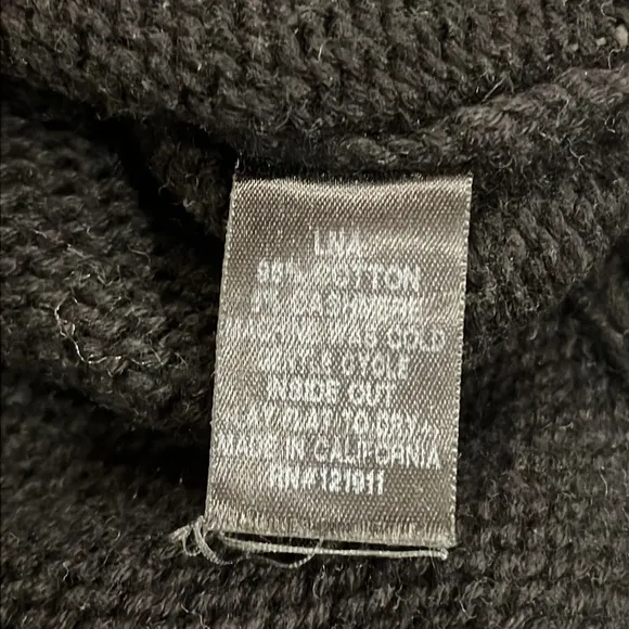 LNA cotton cashmere mock neck hi lo cable knit sweater