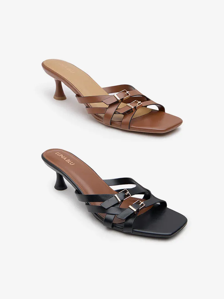 LUNA BLU Tan Multi-Strap Heel Sandals