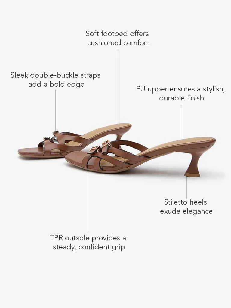 LUNA BLU Tan Multi-Strap Heel Sandals