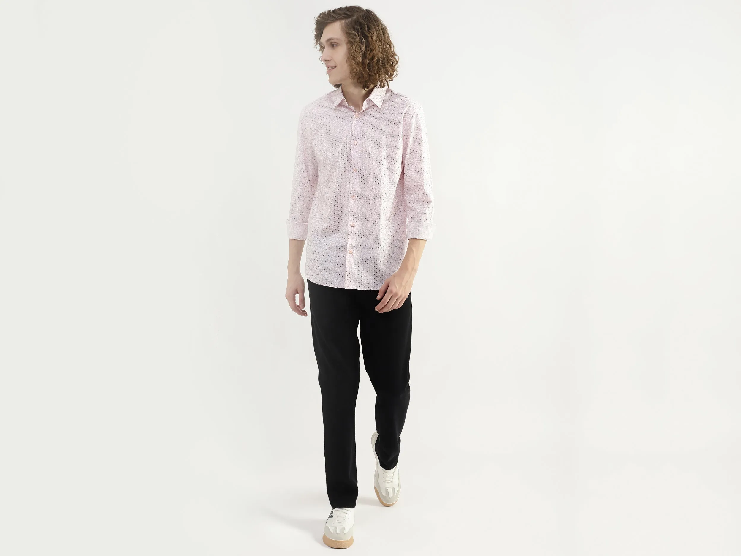 Men Printed Spread Collar Shirt