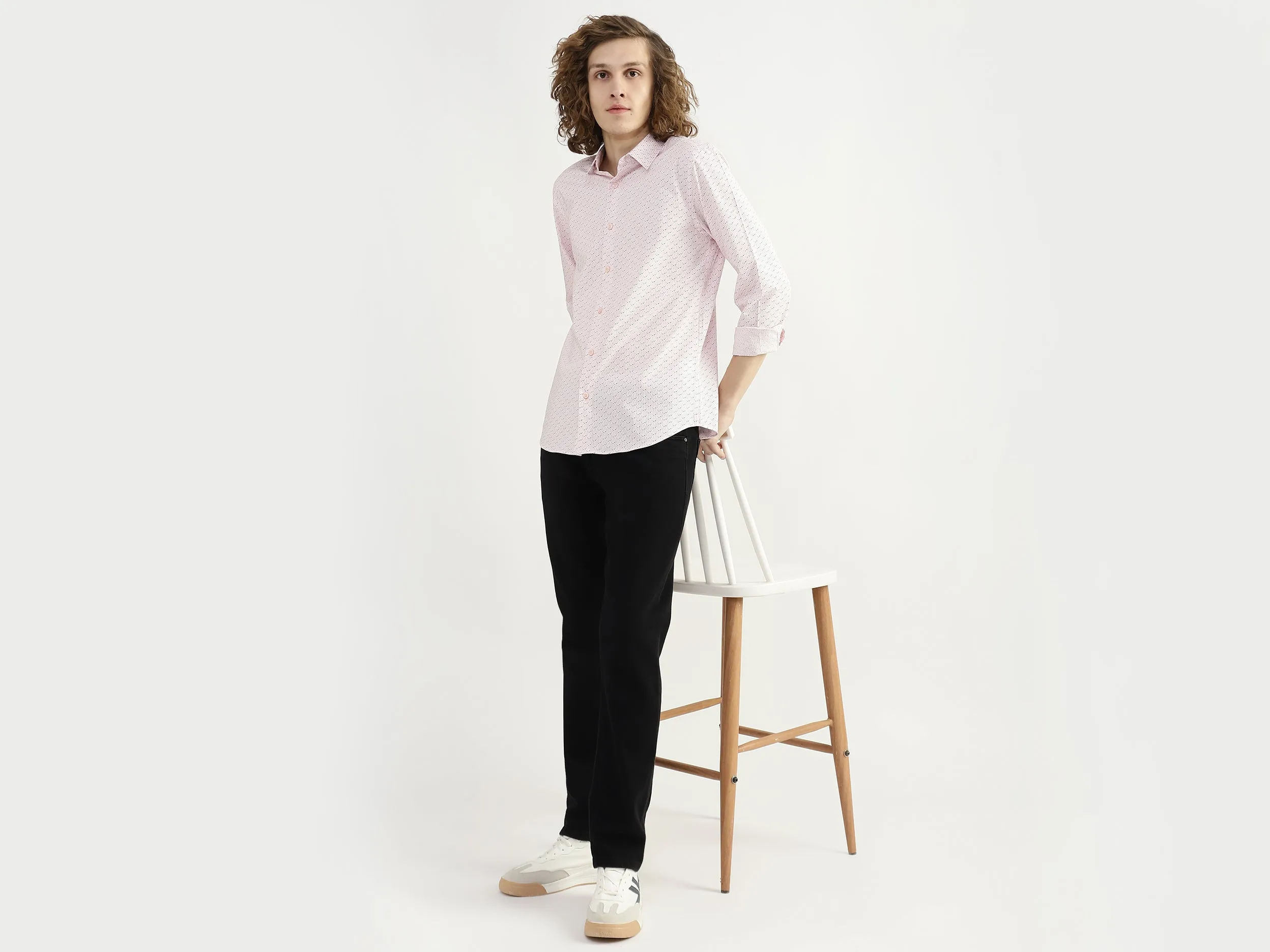 Men Printed Spread Collar Shirt