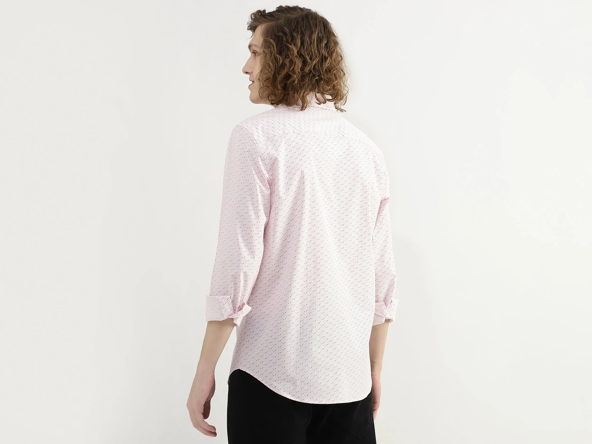 Men Printed Spread Collar Shirt