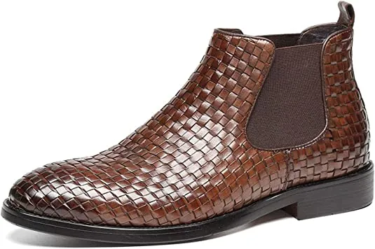 Men's Chelsea Boots Woven Black Brown