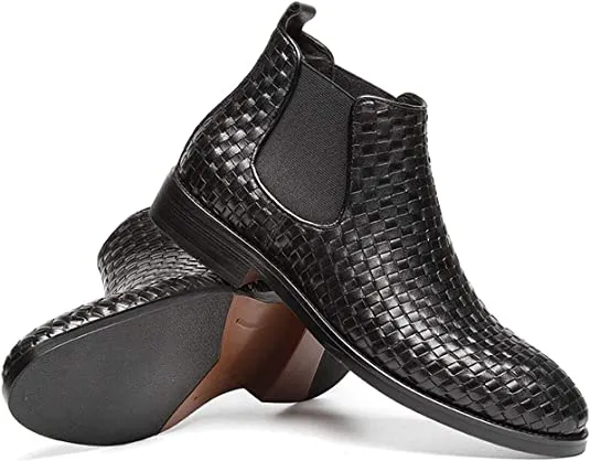 Men's Chelsea Boots Woven Black Brown