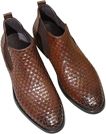 Men's Chelsea Boots Woven Black Brown